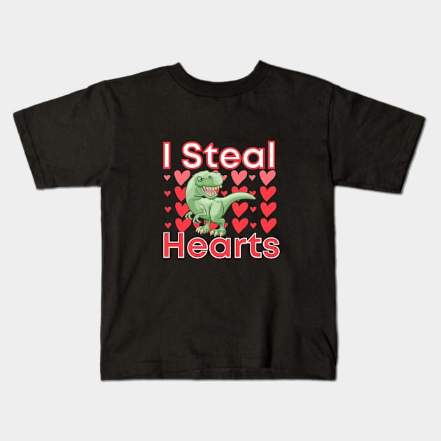 I Steal Hearts T-rex Kids T-Shirt by GoodWills